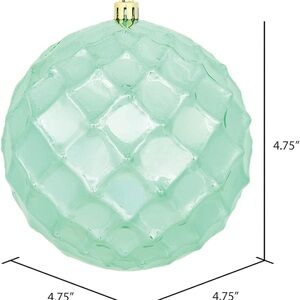 Set of 4- Vickerman Seafoam 4.75 inch Diamond Bauble Ornaments